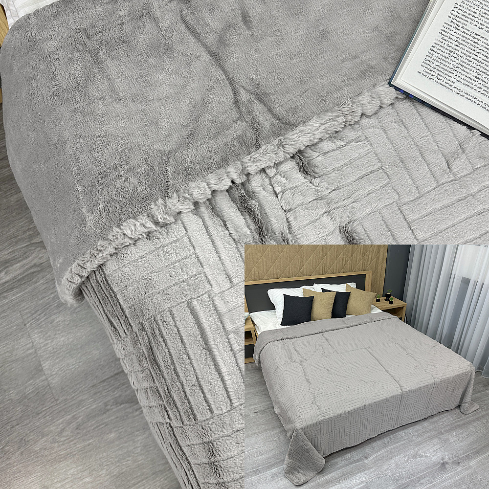 Плед-покрывало Премиум 220х240 см (+-5см) Светло-серый (87-224) Киев - изображение 1