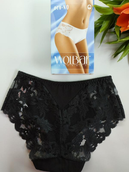 Чарівні жіночі трусики чорні з мереживом wolbar eco-no XXL Славута - фото 4