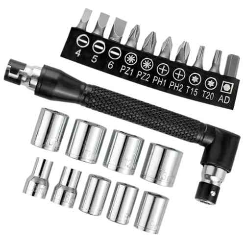 Ключ угловой торцевой 1/4 L-образный с 10 битами и 9 торцевыми головками Вінниця