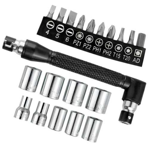 Ключ угловой торцевой 1/4 L-образный с 10 битами и 9 торцевыми головками Вінниця - фото 2