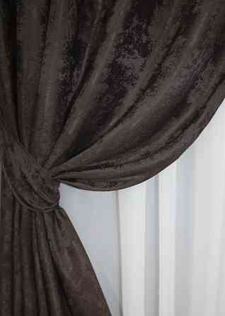 Комплект штор на люверсах VR-Textil Жакард Sultan XO № 1122ш Венге 150х250 см 2 шт (37-0207) Київ