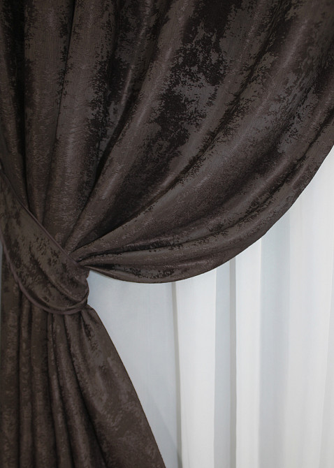 Комплект штор на люверсах VR-Textil Жакард Sultan XO № 1122ш Венге 150х250 см 2 шт (37-0207) Київ - фото 5