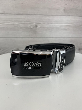 Мужской кожаный ремень пояс Boss Бос застежка автомат в подарочной коробкеMasterSem Киев - изображение 3