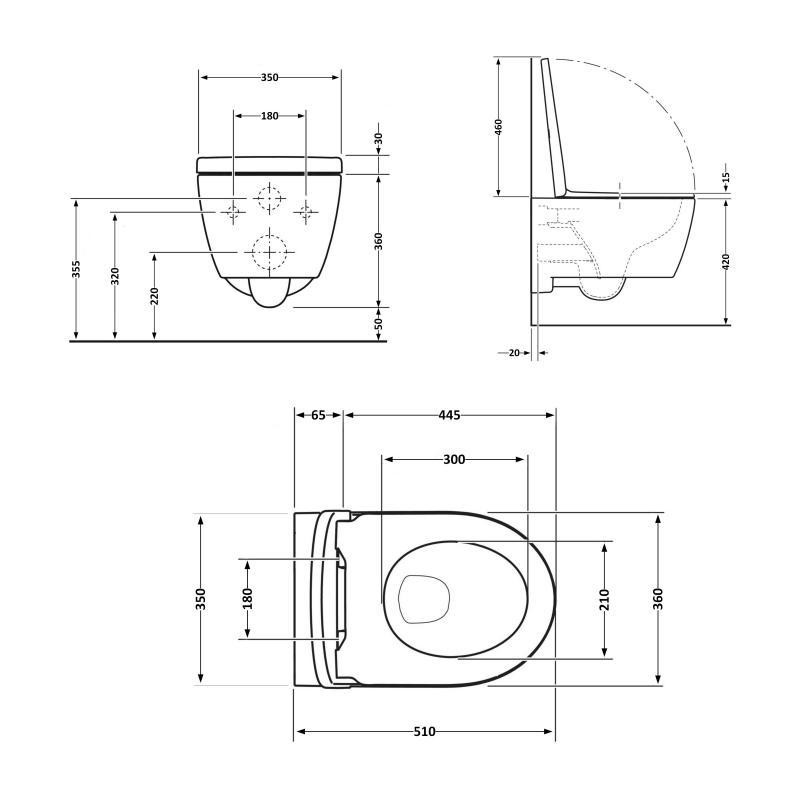 Унитаз подвесной Qtap Scorpio ML Ultra Quiet 520×365×365 мм, с сиденьем Soft-close MagLock, White QTSCOML26W49624 Киев - изображение 2