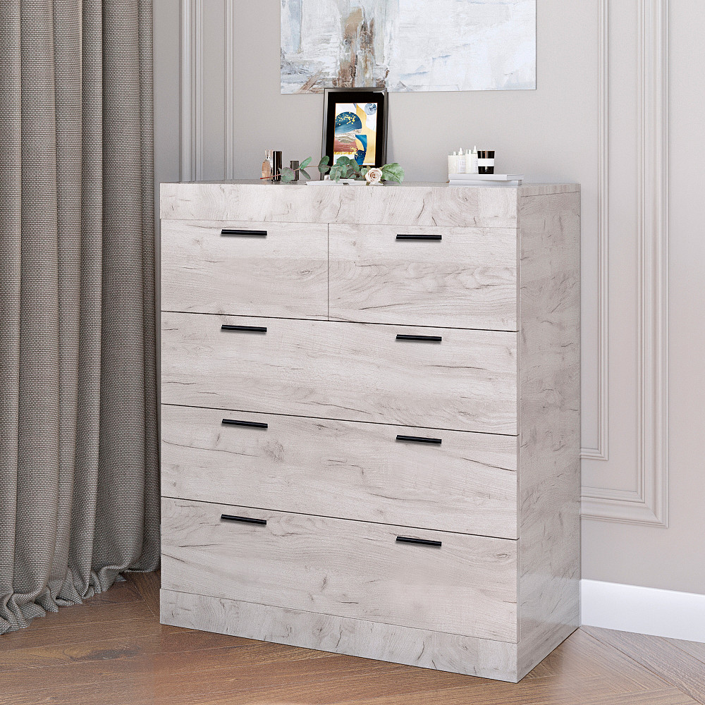 Комод для речей Еверест на 5 ящиків Соната-3 80х38х94 дуб крафт білий (DTM-2697) Львів - фото 1