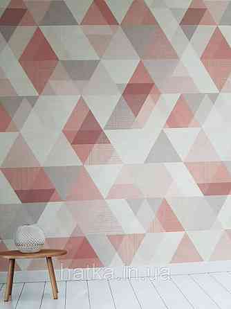 Шпалери вінілові Grandeco One roll one motif 2 IW2402 панно 3д геометрія квадрати ромби рожеві білі бузкові Київ