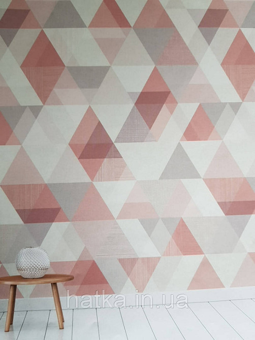 Шпалери вінілові Grandeco One roll one motif 2 IW2402 панно 3д геометрія квадрати ромби рожеві білі бузкові Київ - фото 3