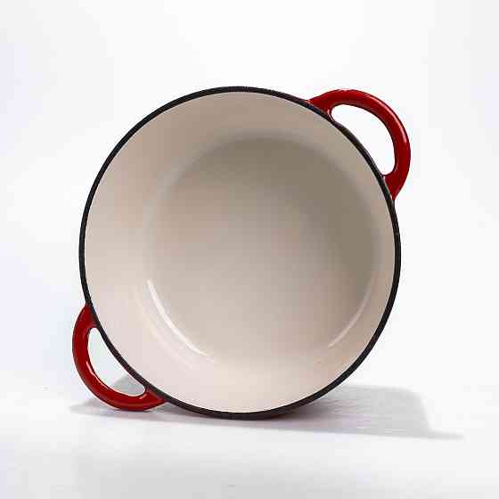 Каструля чавунна 2.5 л емальована з кришкою посуд для тушкування запікання томління кухонна Червона HP-1-14-RED Київ