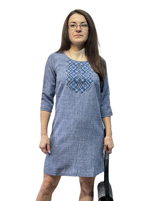 Жіноче вишите плаття в джинсовому кольорі 36 Київ - фото 1