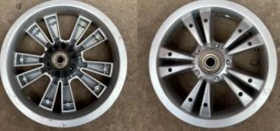 Диск для дитячих колясок 10 A . срібло, 5 променів подвійних з підшипником dia втулки 10mm Мукачево - фото 1