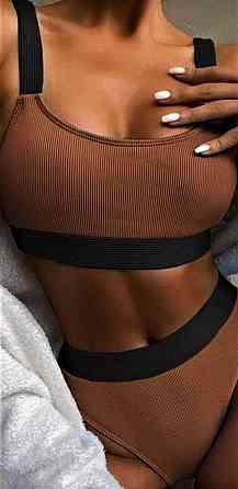 Купальник спортивний жіночий роздільний Коричневий L Харків