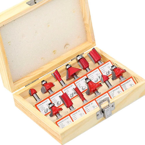 Набор фрез по дереву 12 шт с хвостовиком 8 мм в деревянном футляре для ручных и стационарных фрезеров Киев - изображение 2