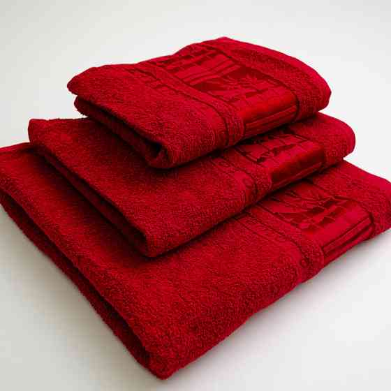 Набор махровых полотенец 3шт GM Textile 40х70см, 50х90см, 70х140см BambooN 450г/м2 (Красный) Сумы