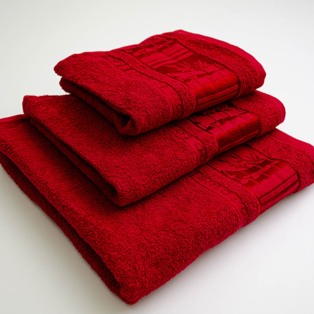 Набор махровых полотенец 3шт GM Textile 40х70см, 50х90см, 70х140см BambooN 450г/м2 (Красный) Сумы - изображение 2