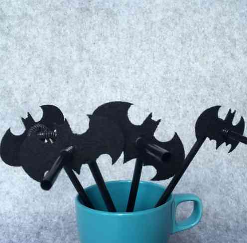 Украшения к Хэллоуину коктейльные трубочки 10 штук черный Киев