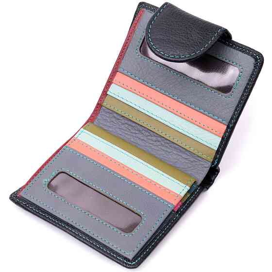 Шкіряний стильний гаманець з монетницею зовні ST Leather 19454 Чорний Київ