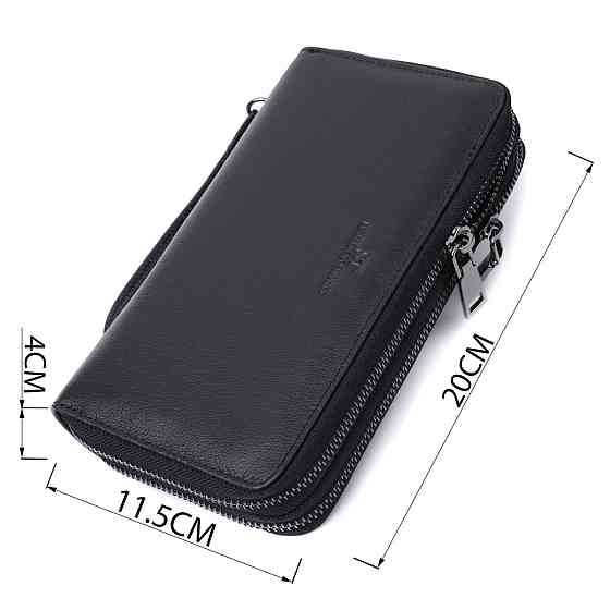 Стильный мужской клатч на два отделения из натуральной кожи ST Leather 22700 Черный Киев