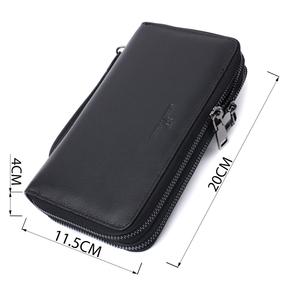 Стильный мужской клатч на два отделения из натуральной кожи ST Leather 22700 Черный Киев - изображение 3