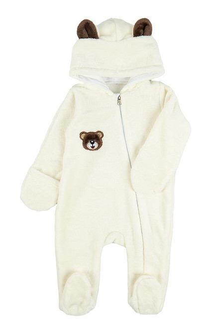 Комбинезон теплый для новорожденных с ушками, велсофт  топ Крохатушка одяг 80, Вшитый, Полиэстер Киев - изображение 1