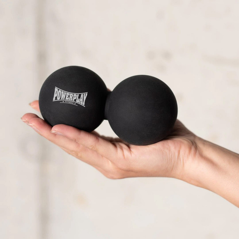 Масажний силіконовий подвійний м'яч PowerPlay PP-4355 Silicone Lacrosse Peanut Ball (6.3*12.6см.) Чорний Кам'янське - фото 3