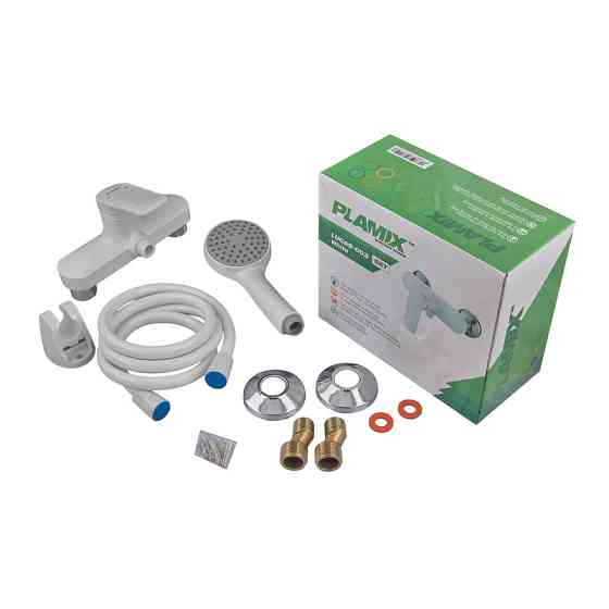 Змішувач для душової кабіни Plamix Lucas-003 SET White з шлангом, лійкою та кронштейном   ( PM0711 ) 38993 Харків
