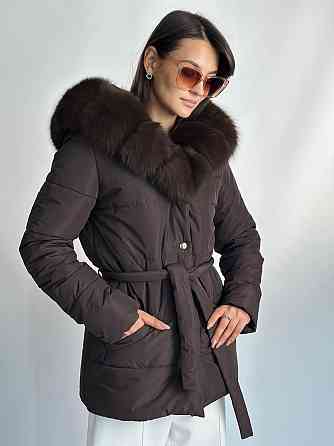 Женский пуховик Oslo с мехом финского песца Шоколад, 50, Т.Соболь Харьков