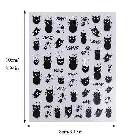 3D наклейки для ногтей «Котики» – чёрные, лист 10×8 см, 2 листа Киев