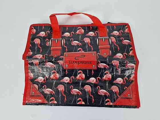 Сумка полипропиленовая на змейке с цветным рисунком  (36*34) Розовый фламинго (1 шт) Харьков