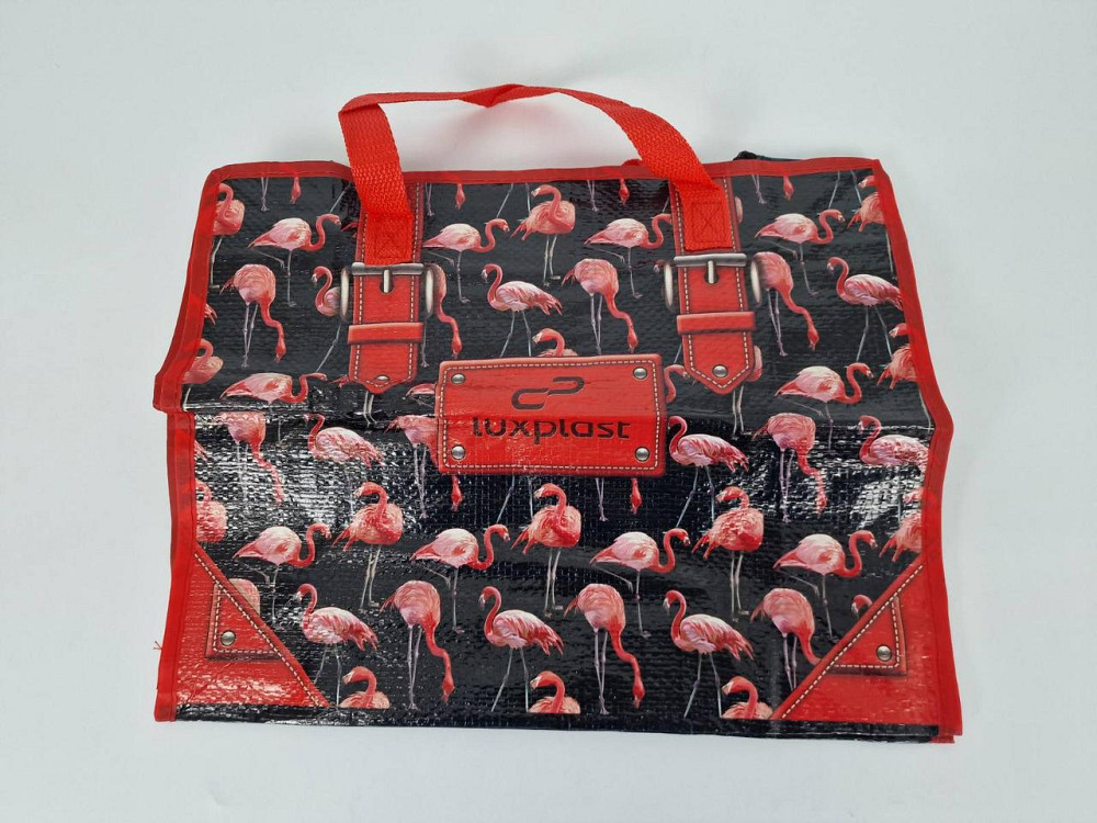 Сумка полипропиленовая на змейке с цветным рисунком  (36*34) Розовый фламинго (1 шт) Харьков - изображение 1