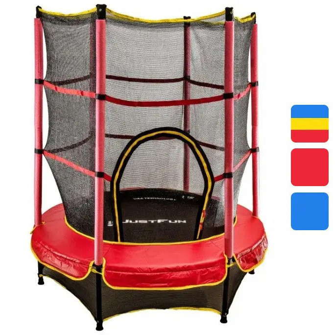 Дитячий батут 140 см Just Fun із захисною сіткою для дітей Червоний Київ - фото 1