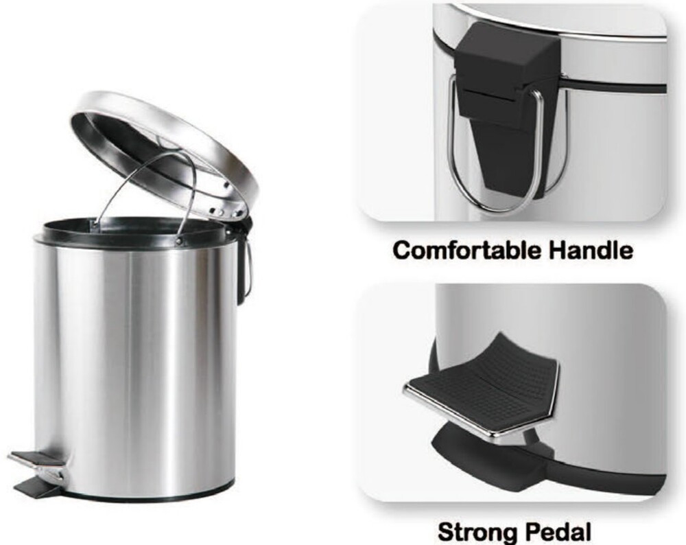 Круглое мусорное ведро Zerix Solo-TC0103 3 л цвет нержавеющая сталь (ZX5895) Харьков - изображение 12