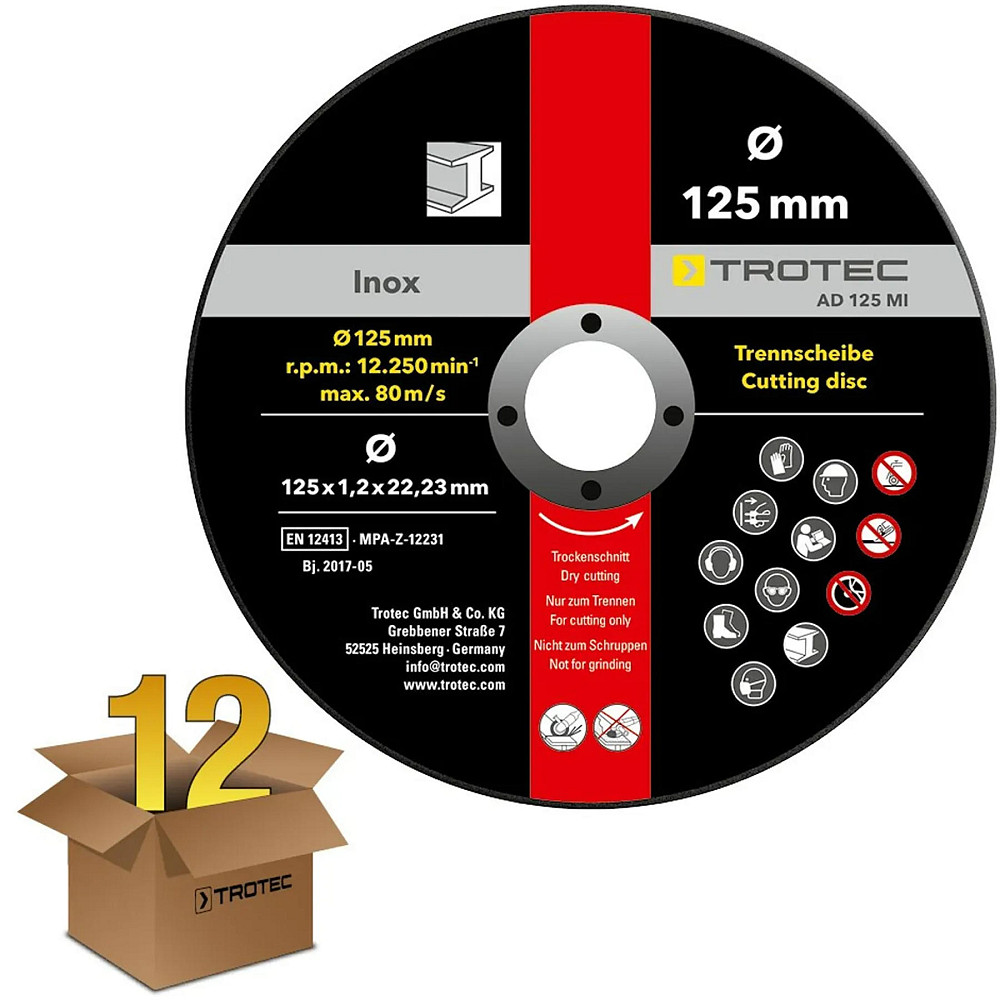 Круг отрезной по металлу Trotec 125х22.23х1.2 (12 шт) (6225001111) Винница - изображение 1
