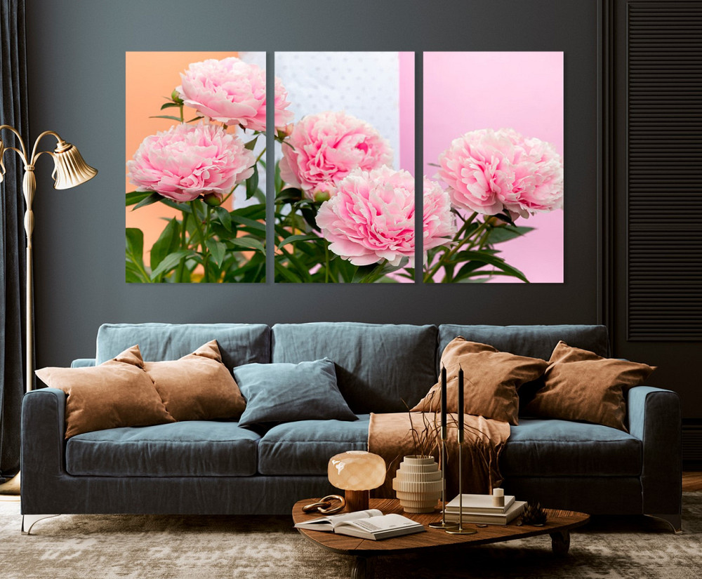 Модульна картина у вітальню/ спальню  Рожеві піони  ART-243_3A 70х130 см Київ - фото 3
