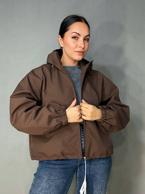 Куртка женская YZY 30046 ветровка оверсайз с капюшоном one size, коричневый, one size Киев - изображение 7
