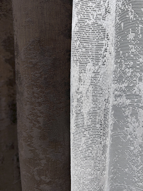 Комплект штор VR-Textil Жакард Мармур 200х270 2шт і Тюль 500х270 1122ш-1400т Венге з білим 71-191/6 Київ - фото 5