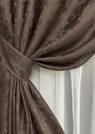 Комплект штор на люверсах VR-Textil Жаккард Sultan XO № 1557ш Коричневый 150х250 см 2 шт (37-0252) Киев