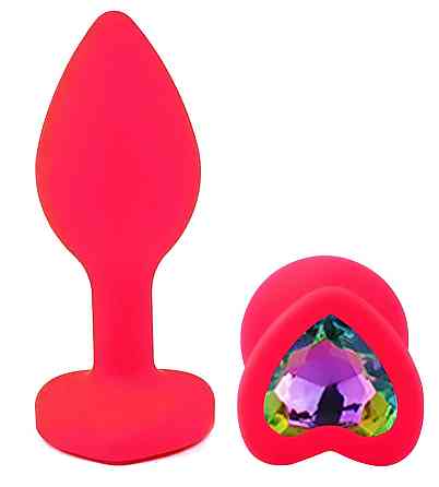 Силиконовая анальная пробка EGZO - Silicone Pink Heart Plug Rainbow, size S Sex Aura Киев