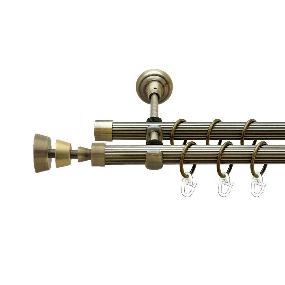 Карниз Orvit Піраміса металевий дворядний відкритий рифлена труба кільце металеве Антик 19\19 мм 240 см (00-00022127) Львів - фото 1