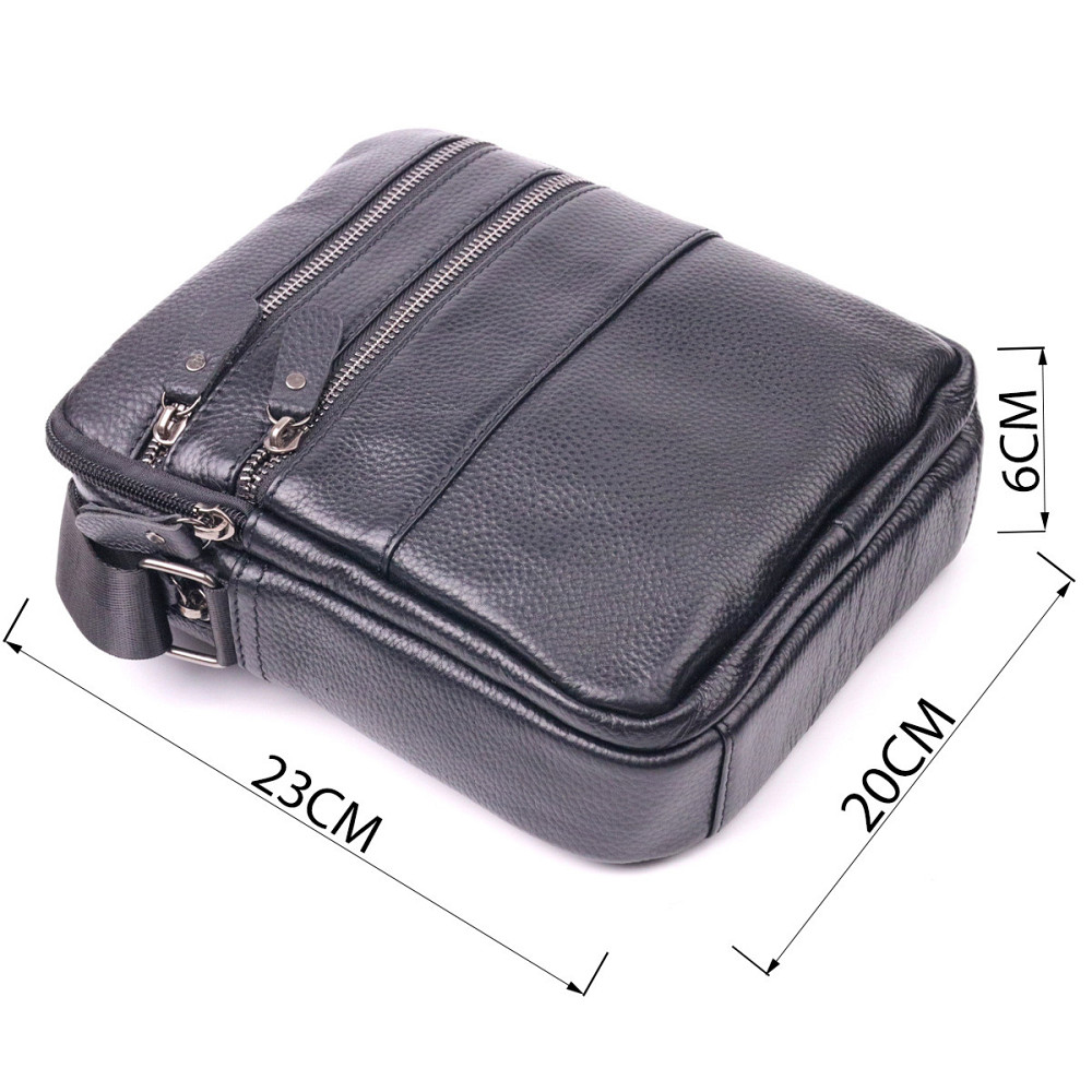 Стильная мужская сумка из натуральной зернистой кожи 21398 Vintage Черная Киев - изображение 4