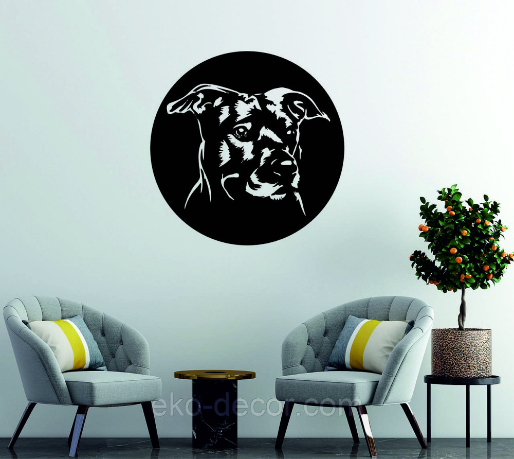 Декоративне настінне Панно «Собака», Декор на стіну 70*70 см, Чорний Київ - фото 3