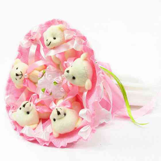 Букет из мягких игрушек 5 мишек 5288IT розовый Винница