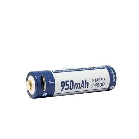 Акумулятор Keeppower P1495U 14500 3.6 V 950 mAh microUSB (Синій з білим) Київ
