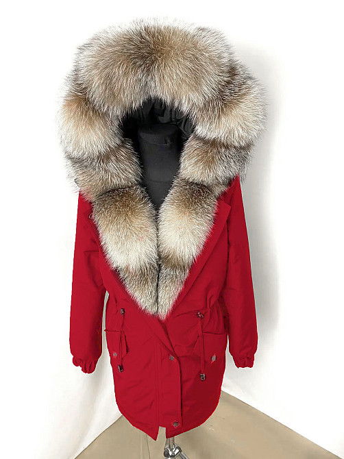 Парка женская мех блюфрост Красный р50 95см Харьков - изображение 1