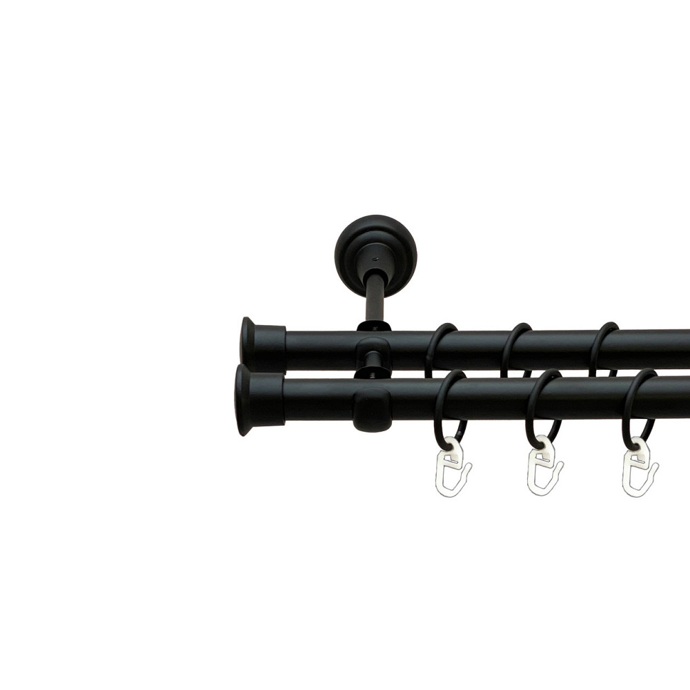 Карниз Orvit Дуо металевий дворядний відкритий Чорний Оксамит 19\19 мм 240 см (00-00013585) Львів - фото 1