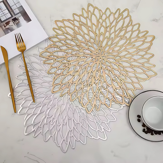 Сервировочная салфетка фигурная под горячее, коврик сервировочный золотистый набор 2 шт Каменец-Подольский