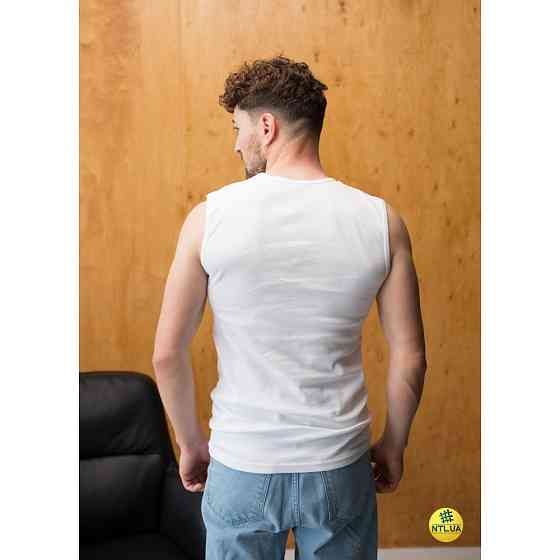 Безрукавка чоловіча 100% - бавовна Наталюкс 21-1201 Белый, S, M, L, XL, XXL, 3XL Киев