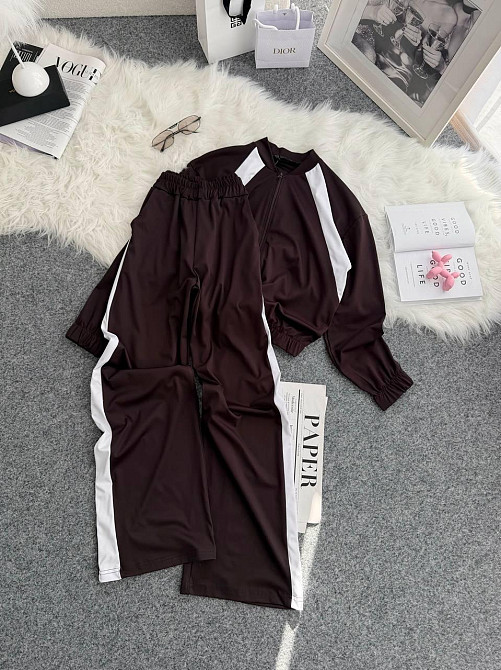 Жіночий прогулянковий костюм-двійка: кофта та штани трикотаж Шоколадний, 46/48 Одеса - фото 6