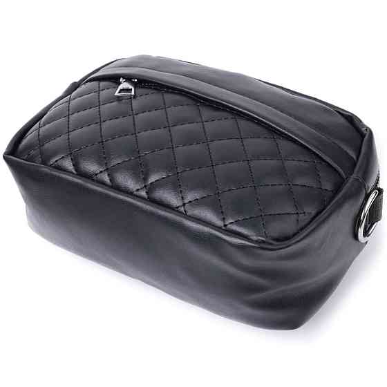 Зручна жіноча сумка крос-боді з монетницею з екошкіри Чорний (Vintage) Київ