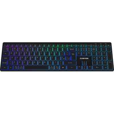 Клавиатура Canyon HKB-W11 Slim Dual Mode Wireless/Bluetooth RGB UA Black (CNS-HBTK11B) Винница