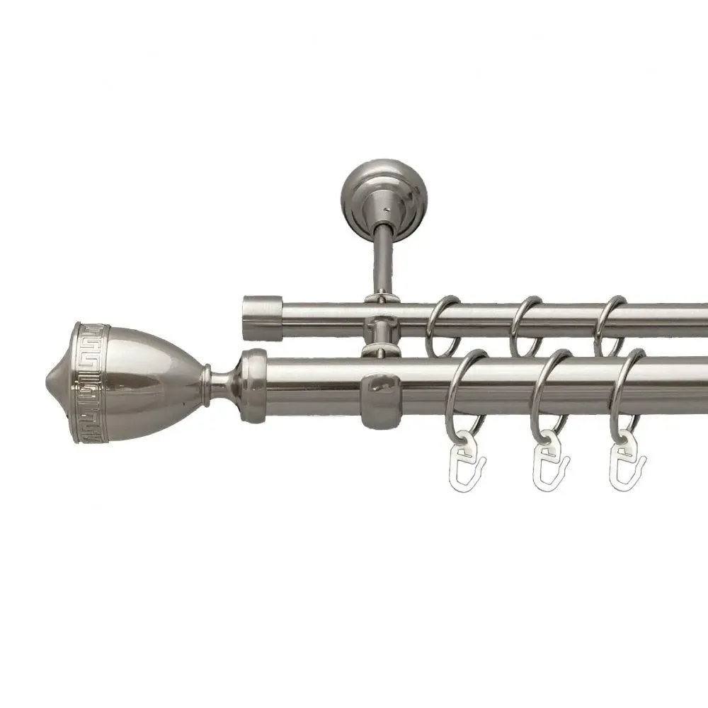 Карниз Orvit Афіна металевий дворядний відкритий гладка труба кільце металеве Нержавіюча Сталь 25\16 мм 240 см (7075293) Львів - фото 1